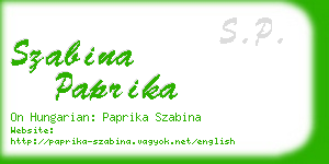 szabina paprika business card